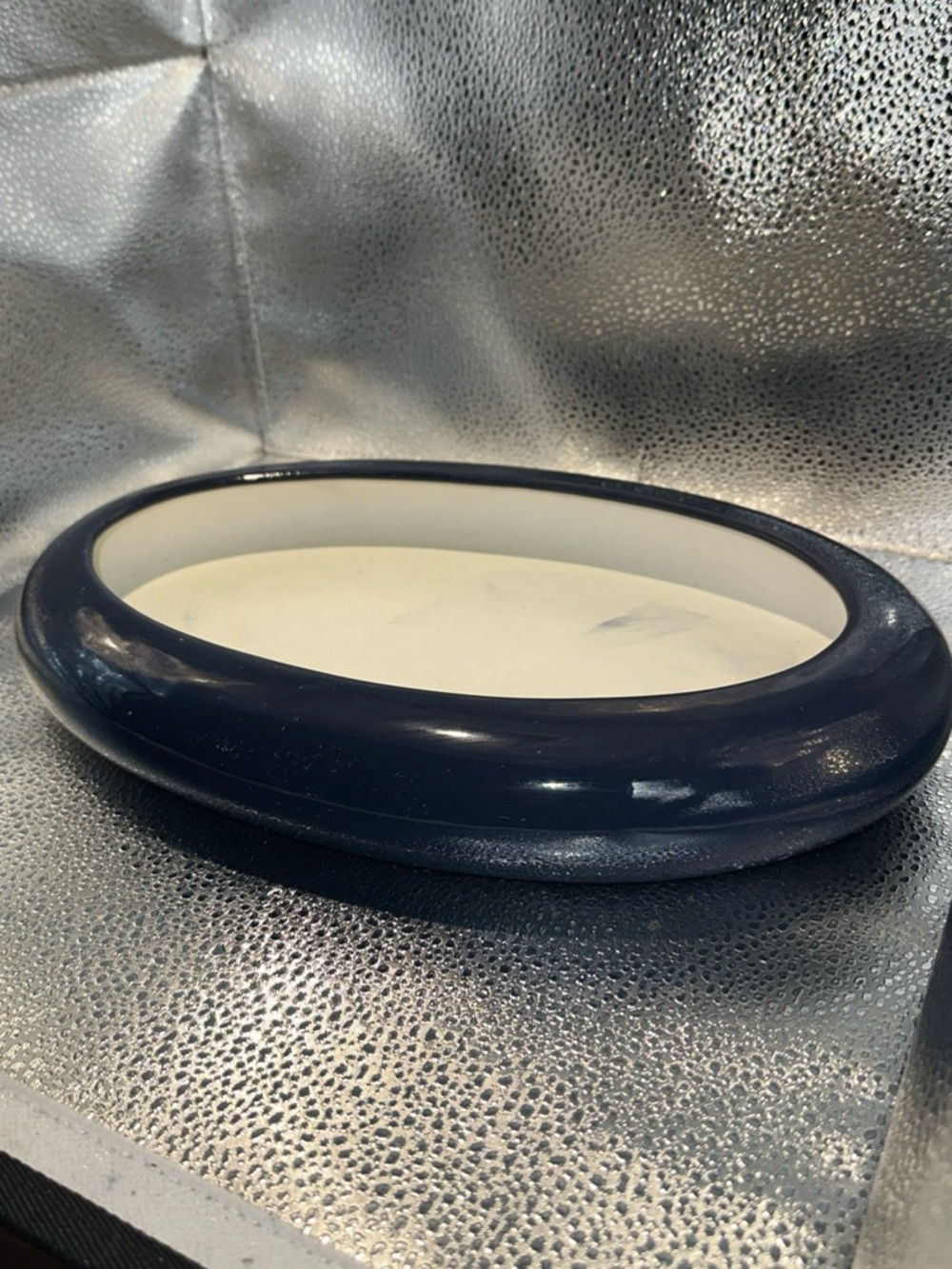 Oval Ceramic planter/vase in Navy Blue